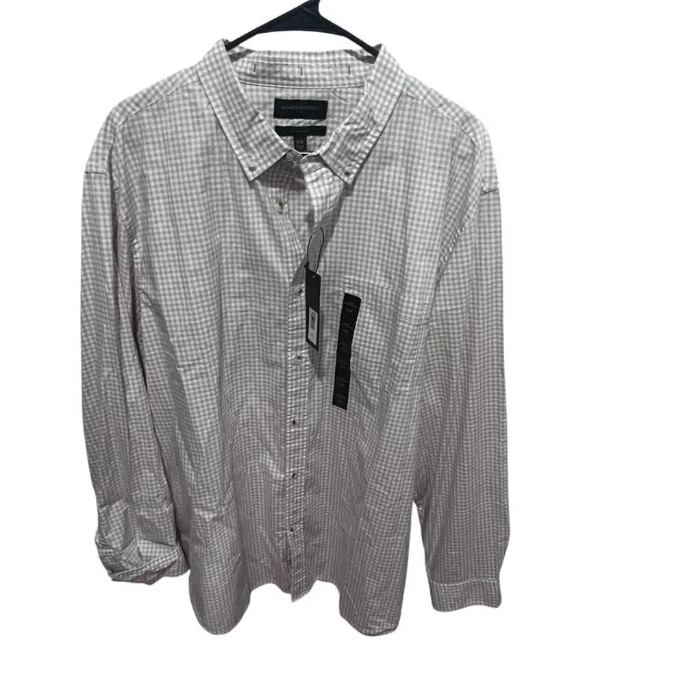 NWT Banana Republic men's button down collar long sleeves shirt untucked fit xxl